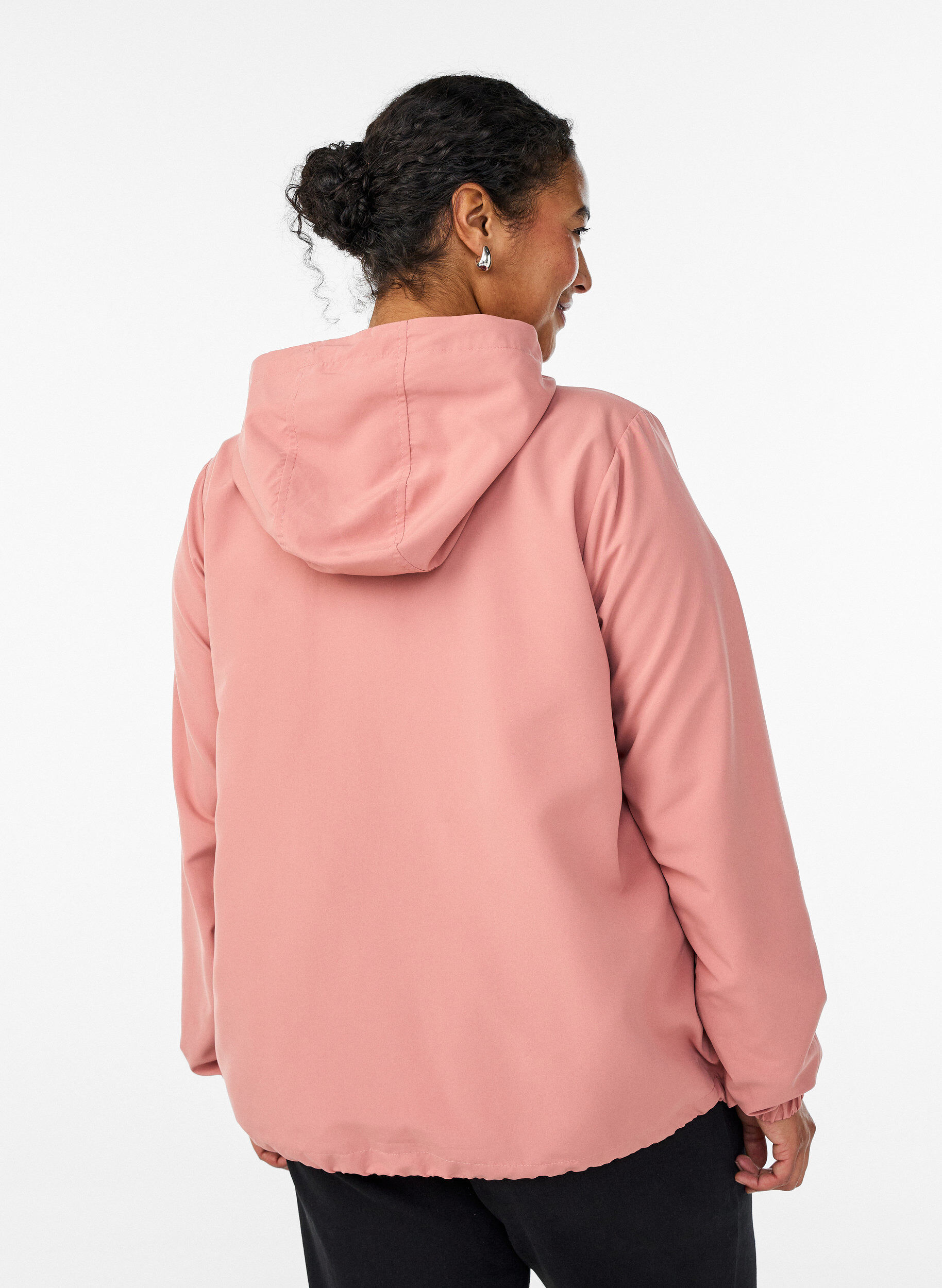 ZizziLichtgewicht jas met een capuchon en ritssluiting, Roze, Model image number 2