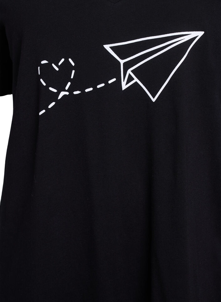 Chemise de nuit en coton biologique et &agrave; col en V, , Packshot image number 2