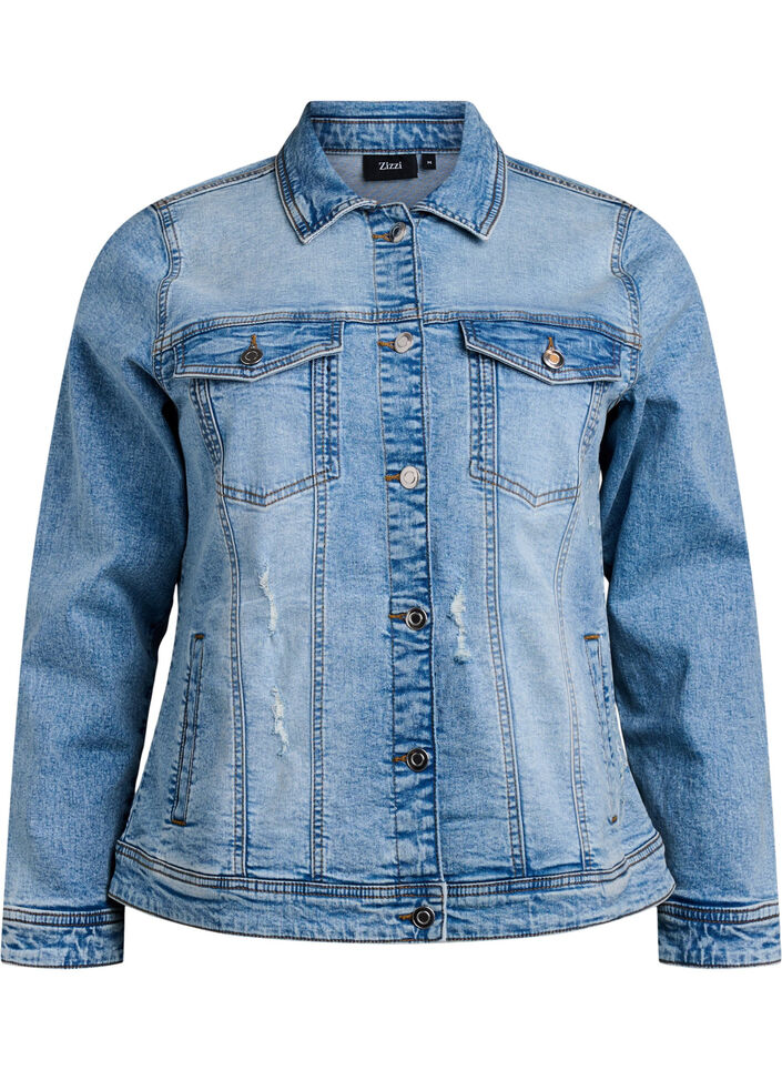 Denimjack met een klassieke snit, Blauw, Packshot image number 0