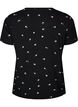 Pyjama top met bloemenprint en geribde textuur, Zwart, Packshot image number 1