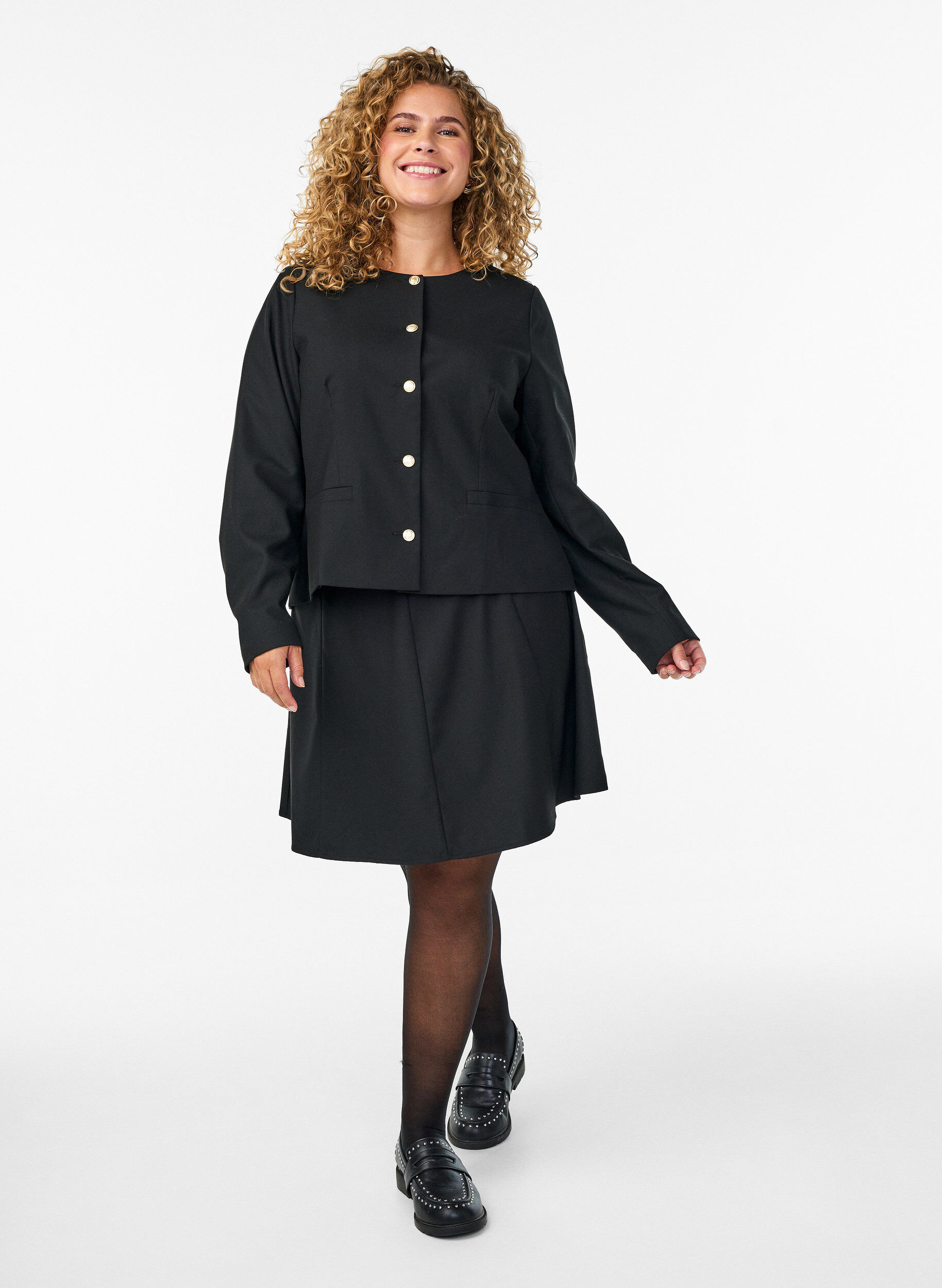 ZizziKorte A-lijn rok, Zwart, Model image number 1