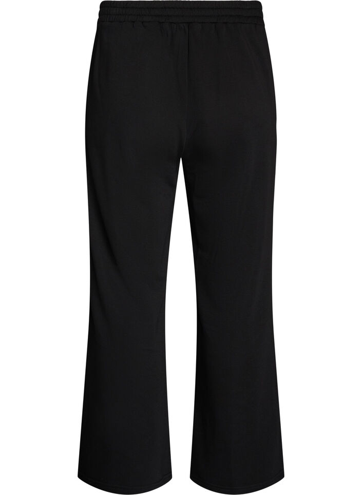 Sweatpants met hoge taille en wijde pijpen, Zwart, Packshot image number 1