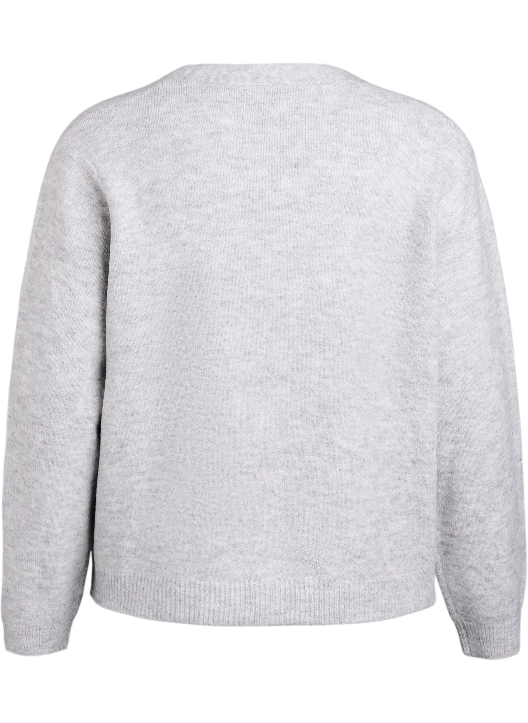 ZizziGebreide cardigan met parelknopen, Grijs, Packshot image number 1