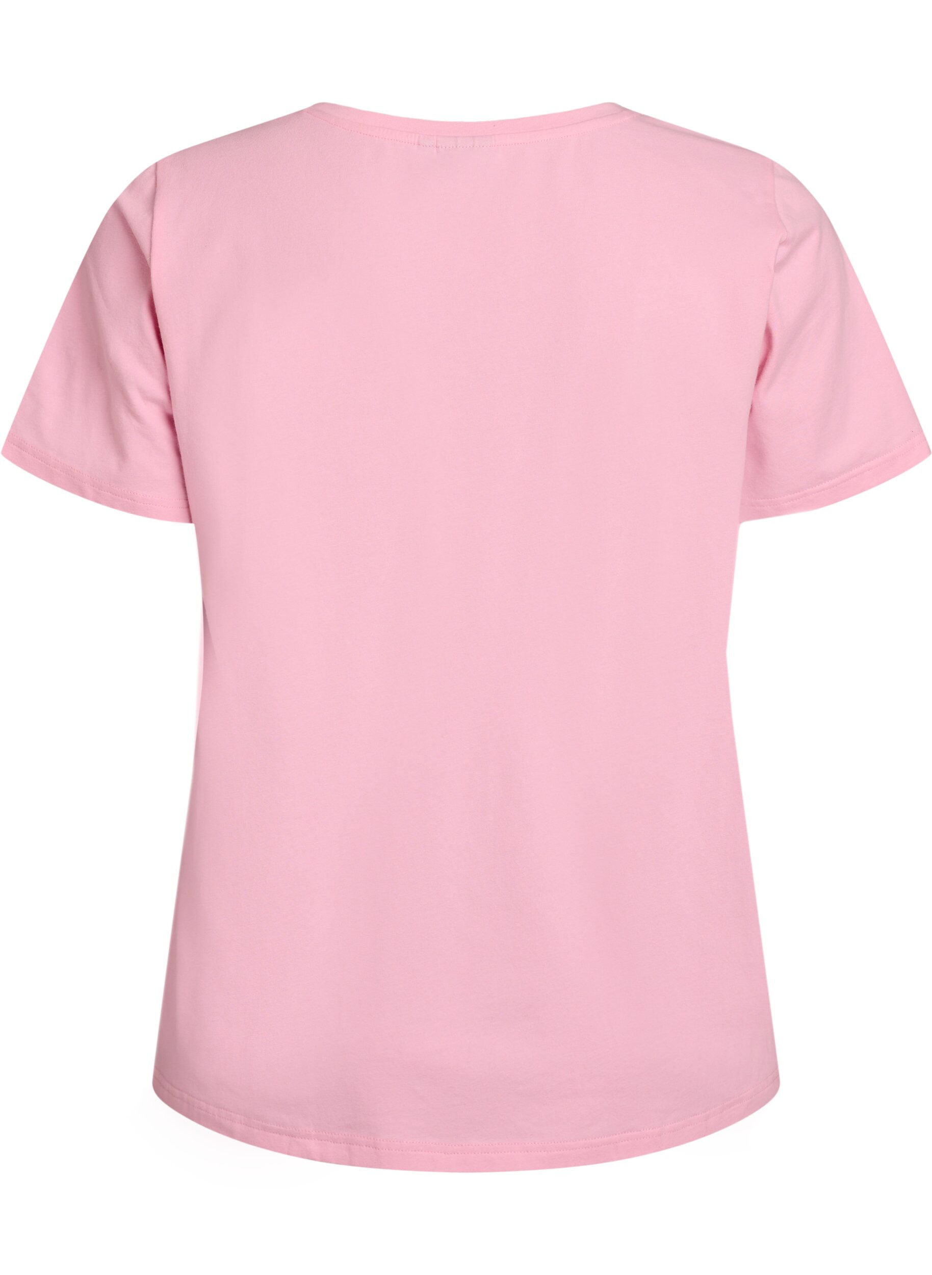 Zizzi T-shirt en coton uni basique, Rose, Packshot image number 1