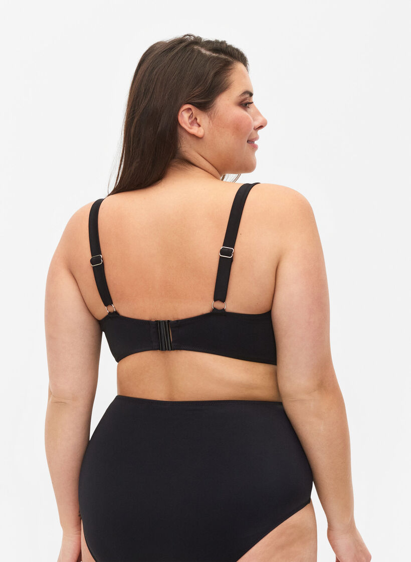 Bikini beugelbeha met plooien, Zwart, Model image number 1