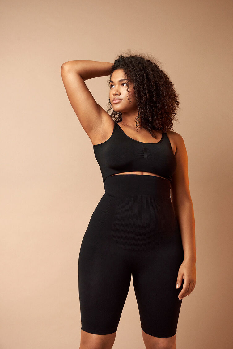 Shapewear shorts met hoge taille, Black, Image