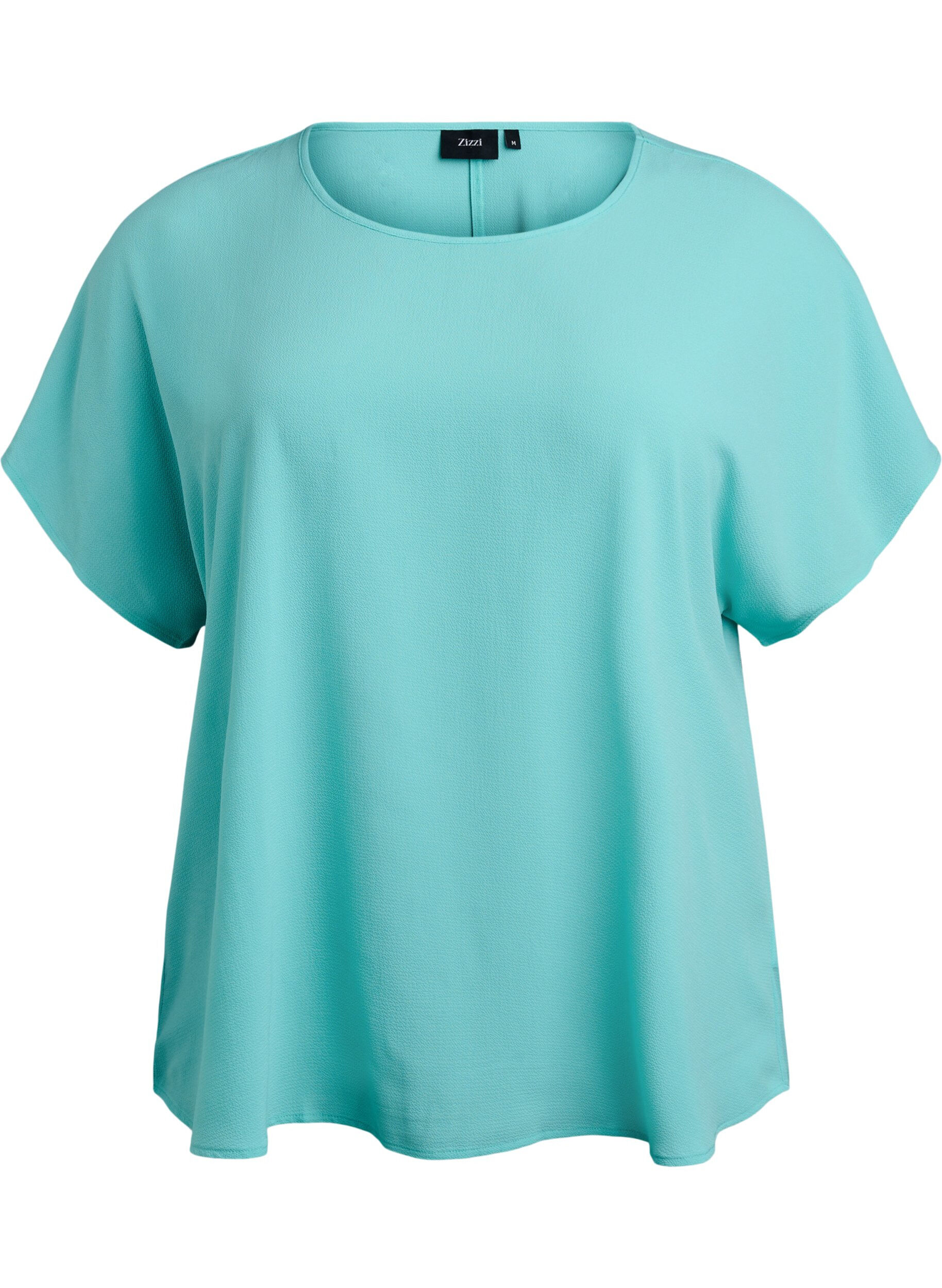Blouse met korte mouwen en een ronde halslijn