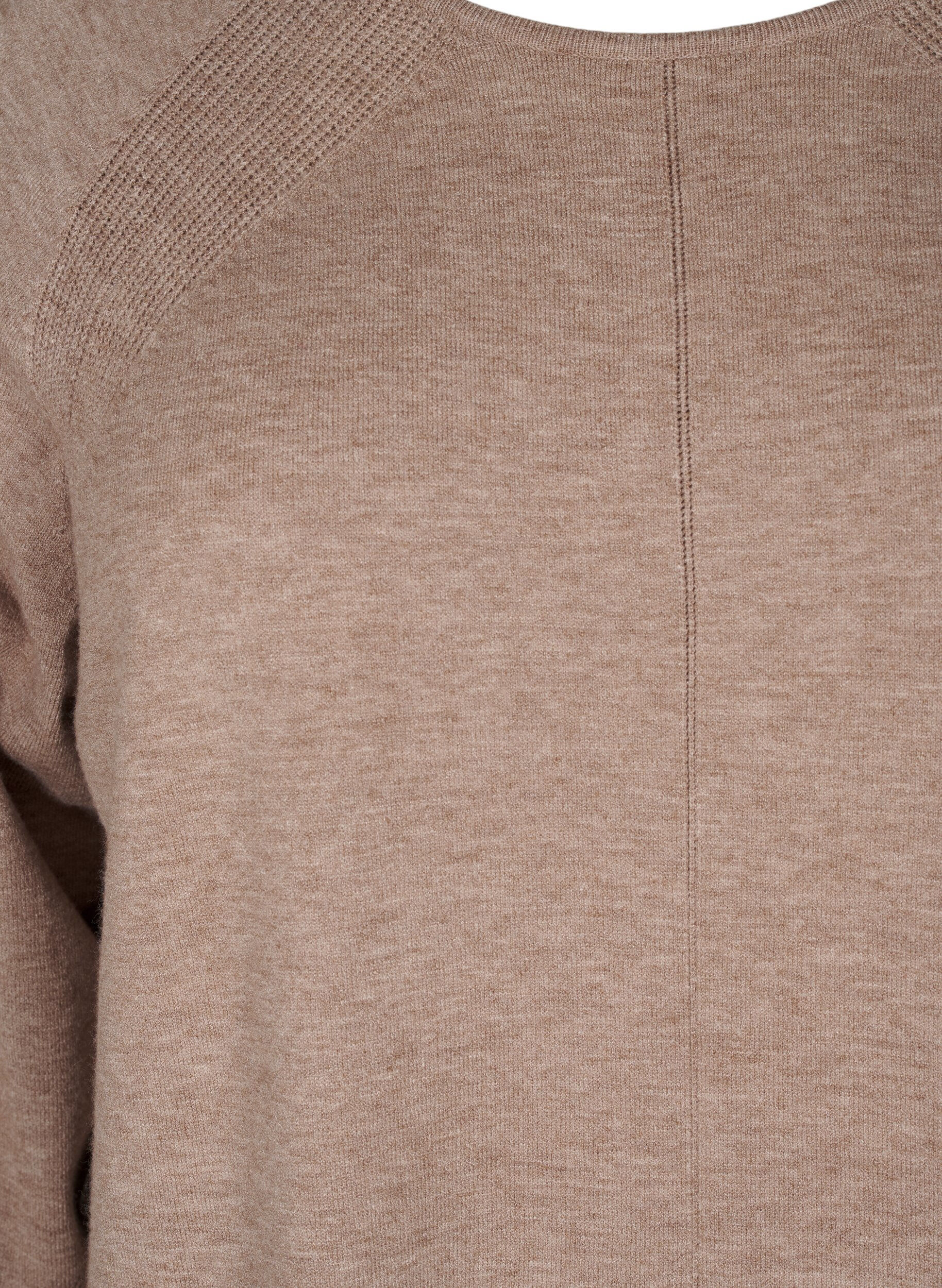 ZizziGebreide jurk met een ronde hals en gebreid patroon, Fossil Mel., Packshot image number 2