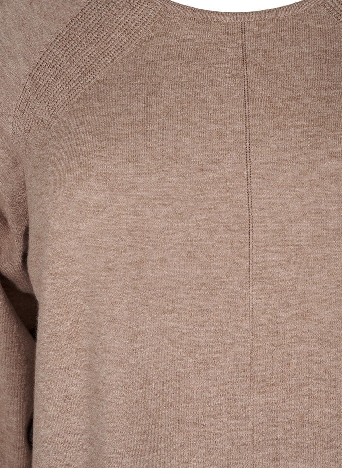 Gebreide jurk met een ronde hals en gebreid patroon, Fossil Mel., Packshot