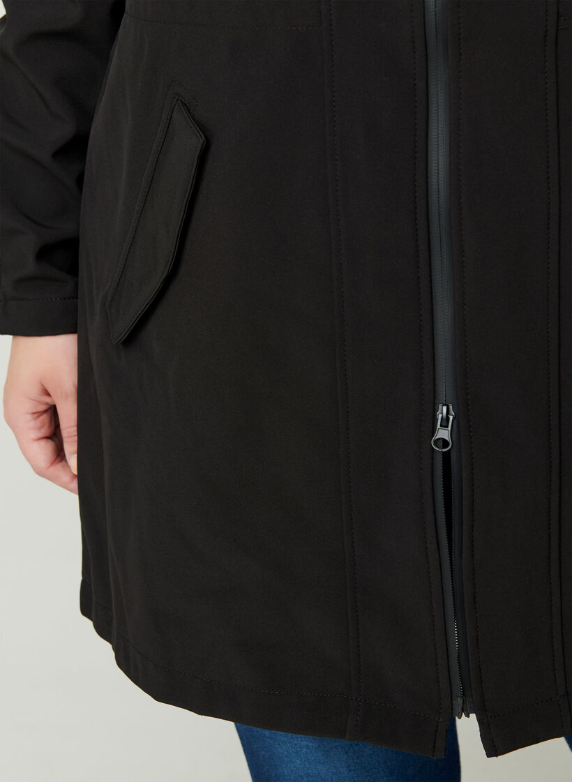 Softshell jas met capuchon, Zwart, Model image number 4