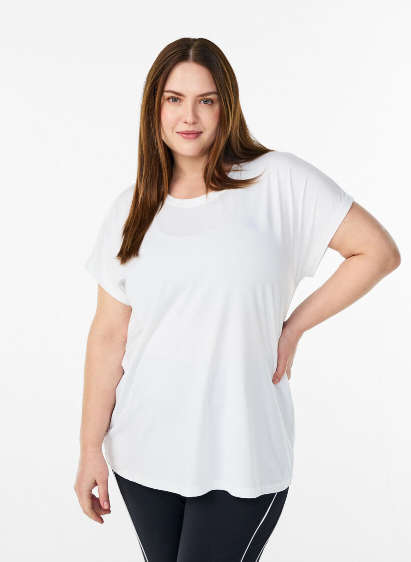 Effen gekleurd trainingsshirt, Wit, Model image number 0