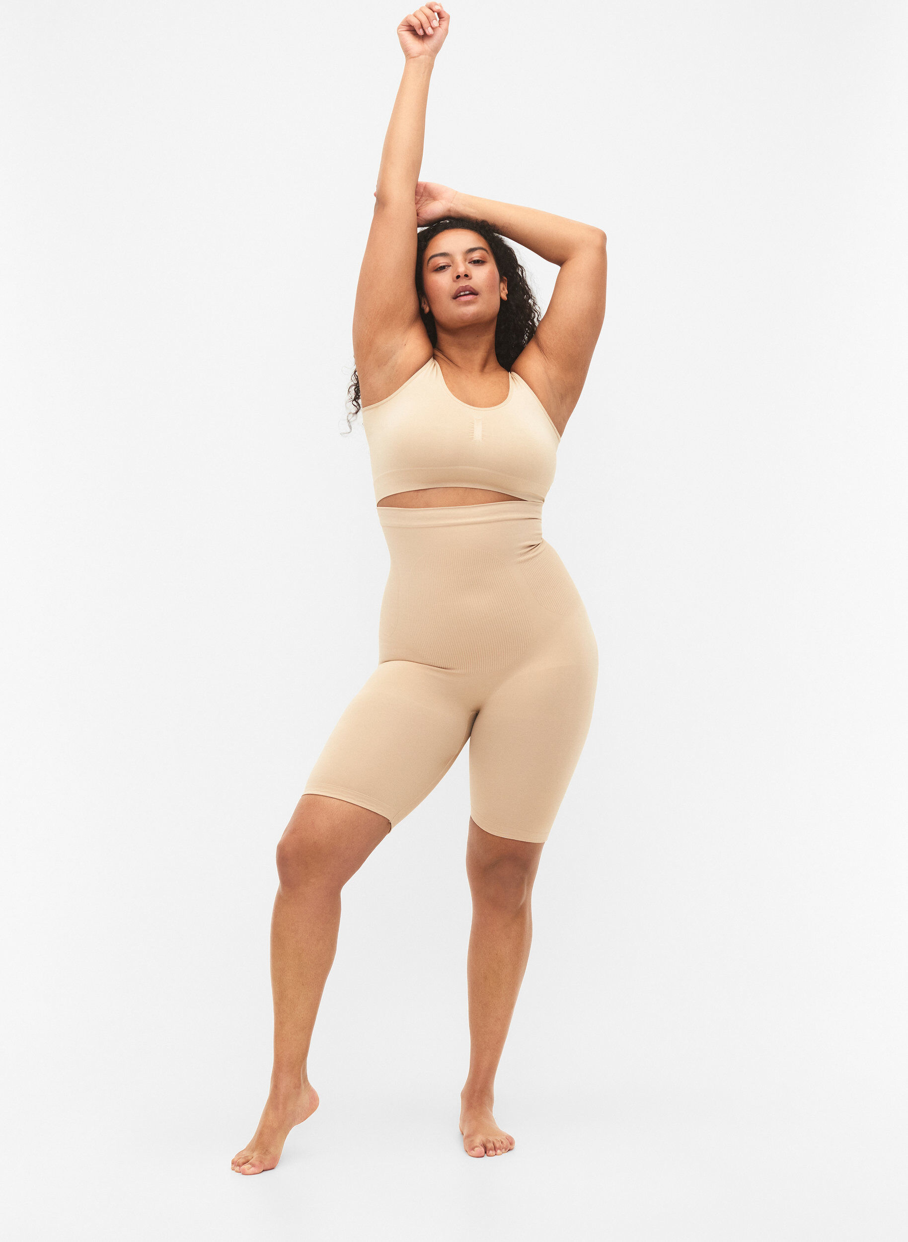 ZizziShapewear shorts met hoge taille, Beige, Model image number 1