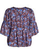 Blouse met bloemenprint en ruches aan de mouwen, Bruin, Packshot image number 1