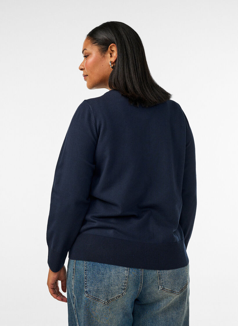 Fijngebreide vest met ronde hals, Blauw, Model image number 2