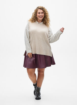 ZizziKorte skaterskirt in imitatieleer, Vineyard Wine, Model image number 3