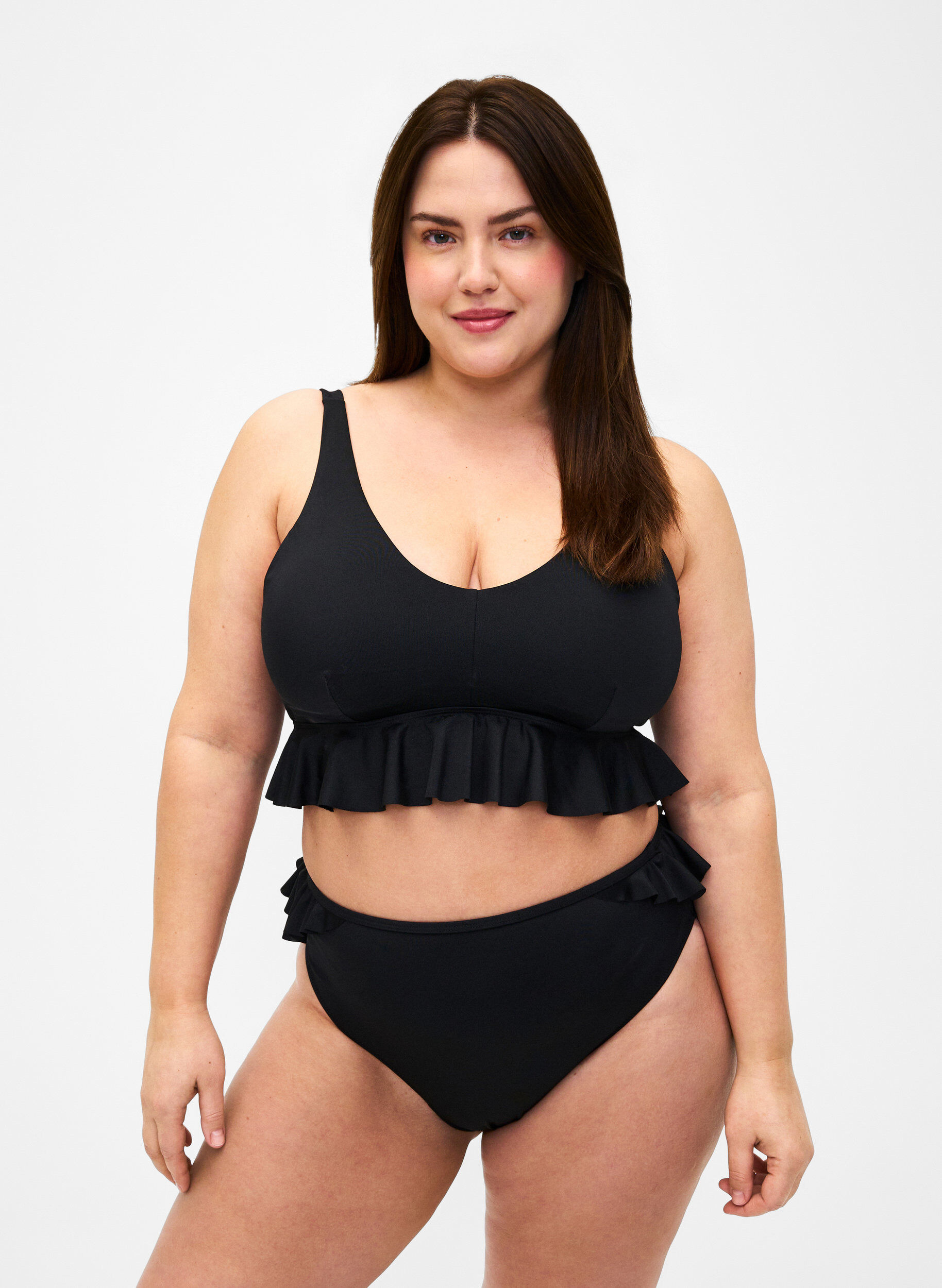 ZizziBikinislip met ruches, Zwart, Model image number 0