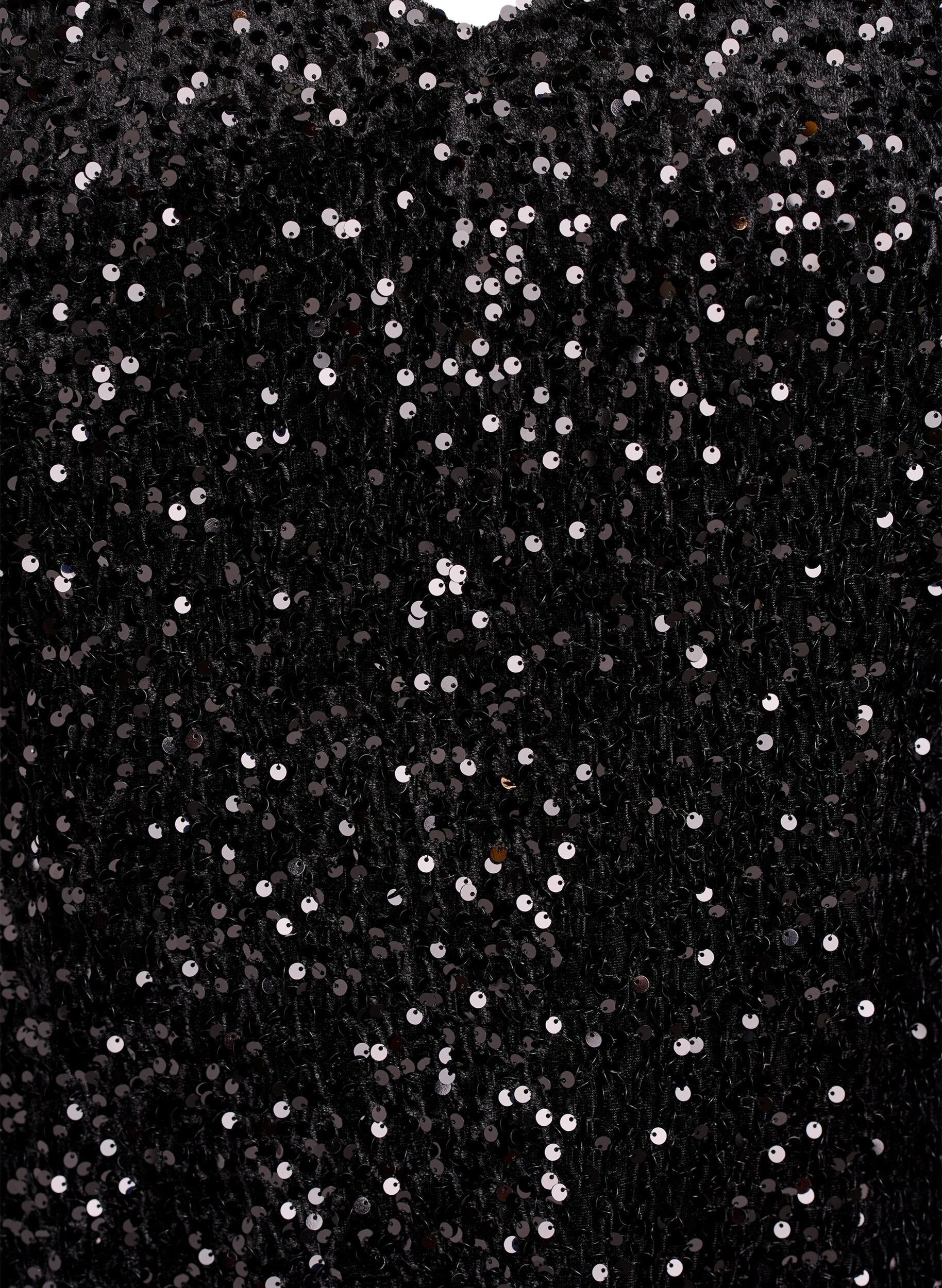 ZizziKorte A-lijn jurk met pailletten, Zwart, Packshot image number 2