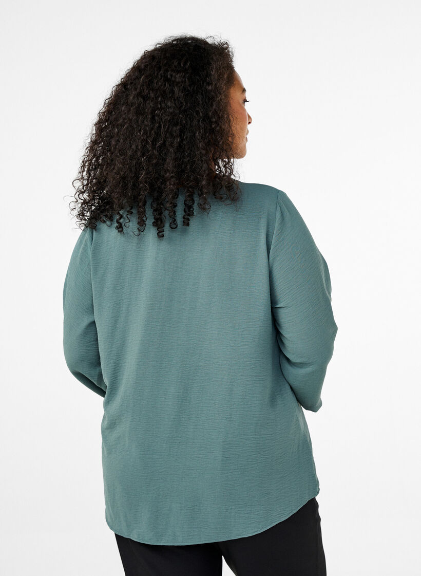 Blouse &agrave; manches 3/4, Vert fonc&eacute;, Model image number 2