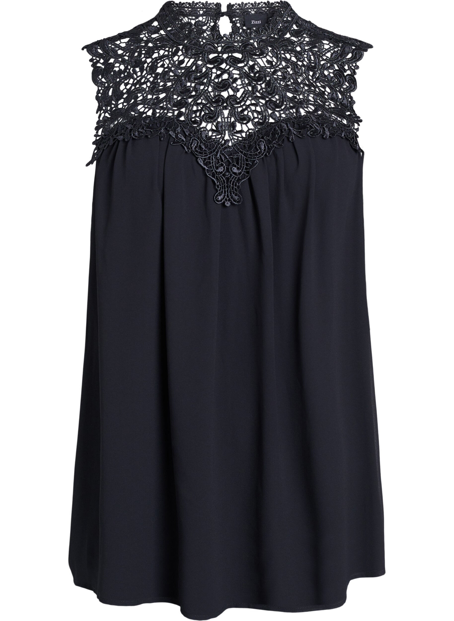 Mouwloos feesttopje met haakwerk