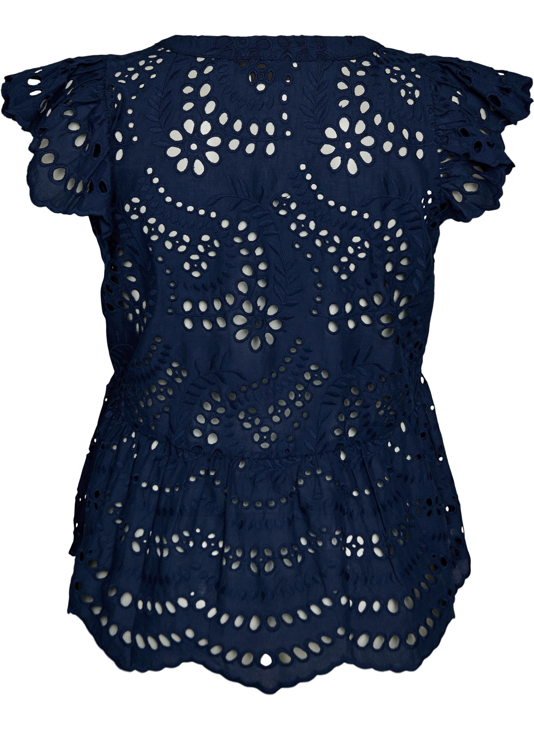 Zizzi Blouse sans manches en broderie anglaise avec volants, Bleu, Packshot image number 1