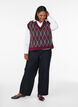 Gebreid vest met een V-hals en argyle patroon, Rood, Model image number 1