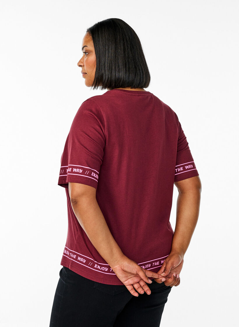 Oversized T-shirt met sportieve print, Donker Bordeaux, Model image number 2