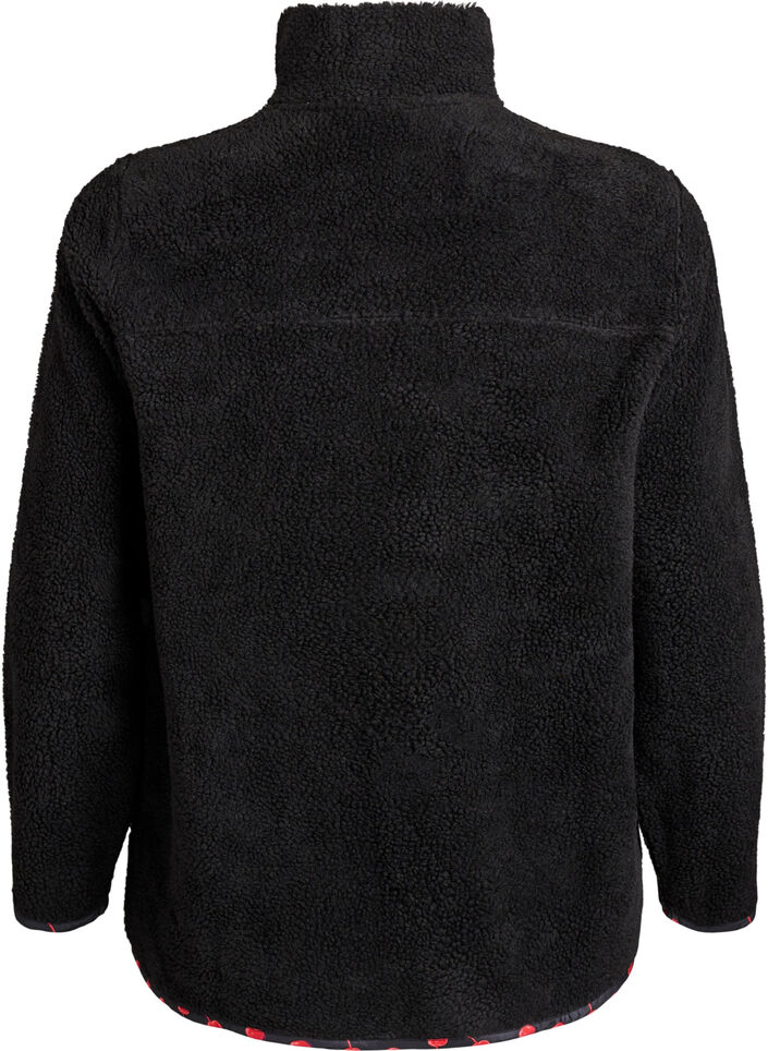 Teddy-fleece jack met kersendetails, Zwart, Packshot image number 1