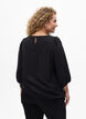 Blouse met 3/4 mouwen en kantdetails, Zwart, Model image number 2