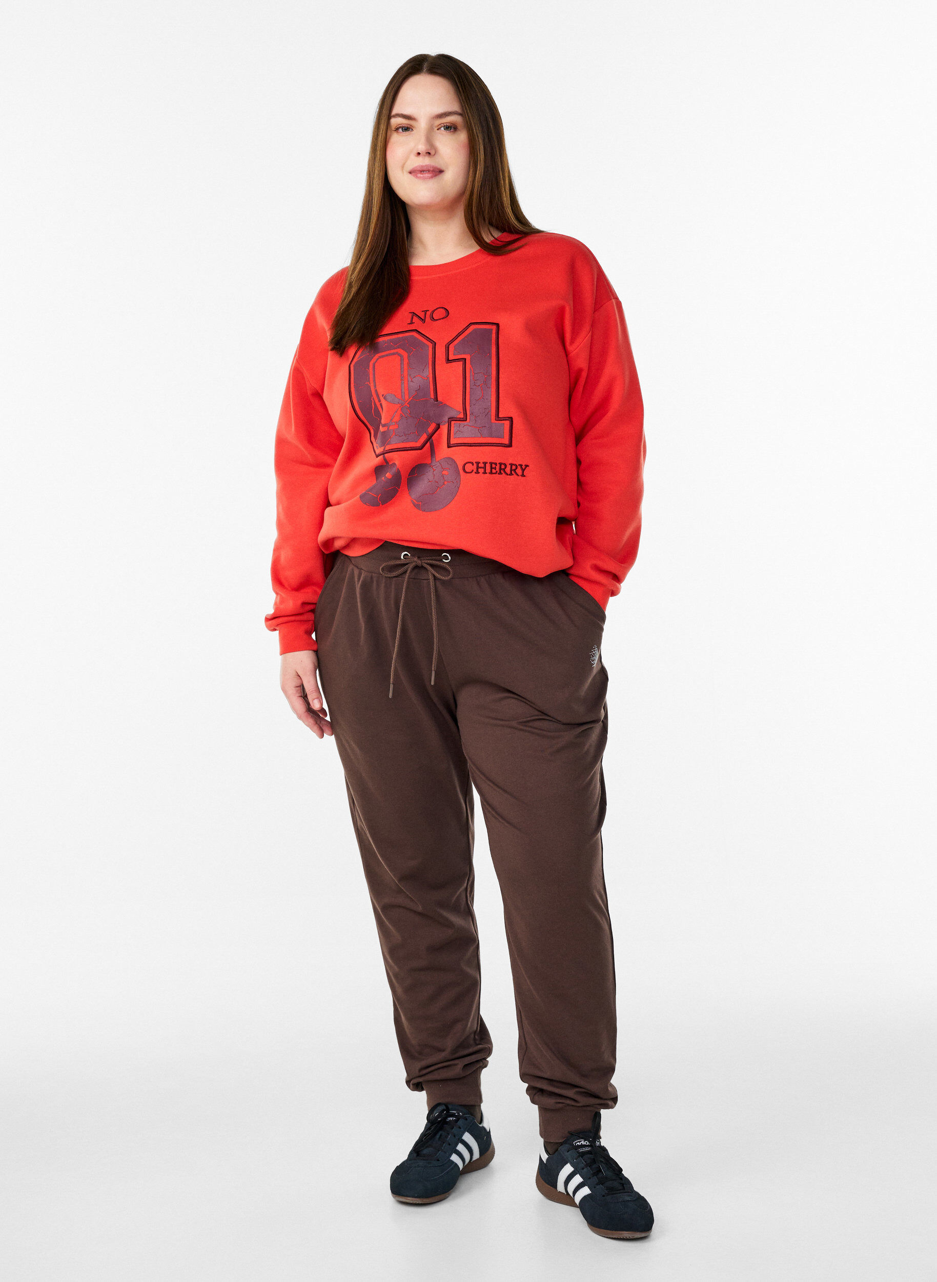 ZizziSweatshirt met motief aan de voorkant, Rood, Model image number 1