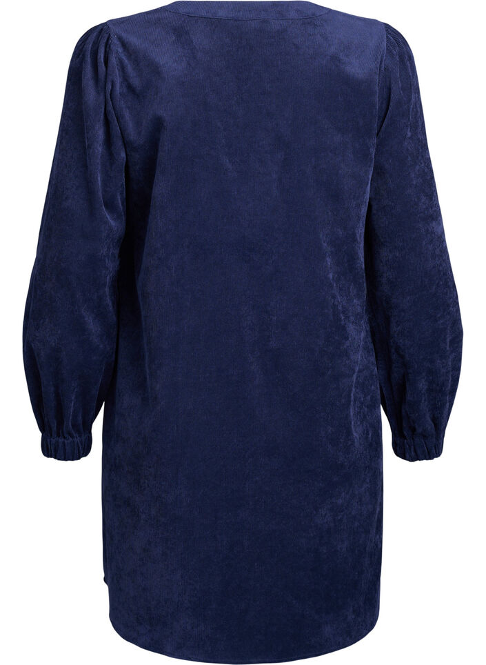 Korte fluwelen jurk met lange mouwen, Peacoat, Packshot