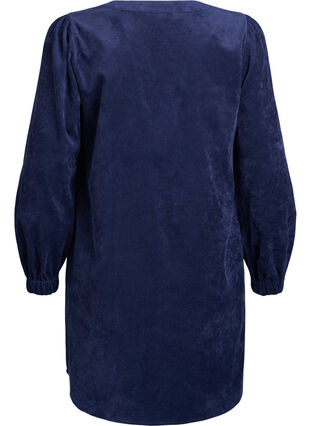 ZizziKorte fluwelen jurk met lange mouwen, Peacoat, Packshot image number 1