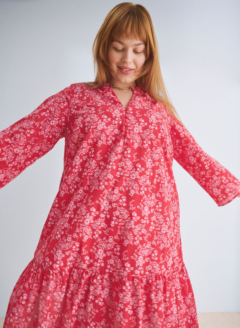 Knie-lange jurk met bloemenprint en 3/4 mouwen, Salsa AOP, Image