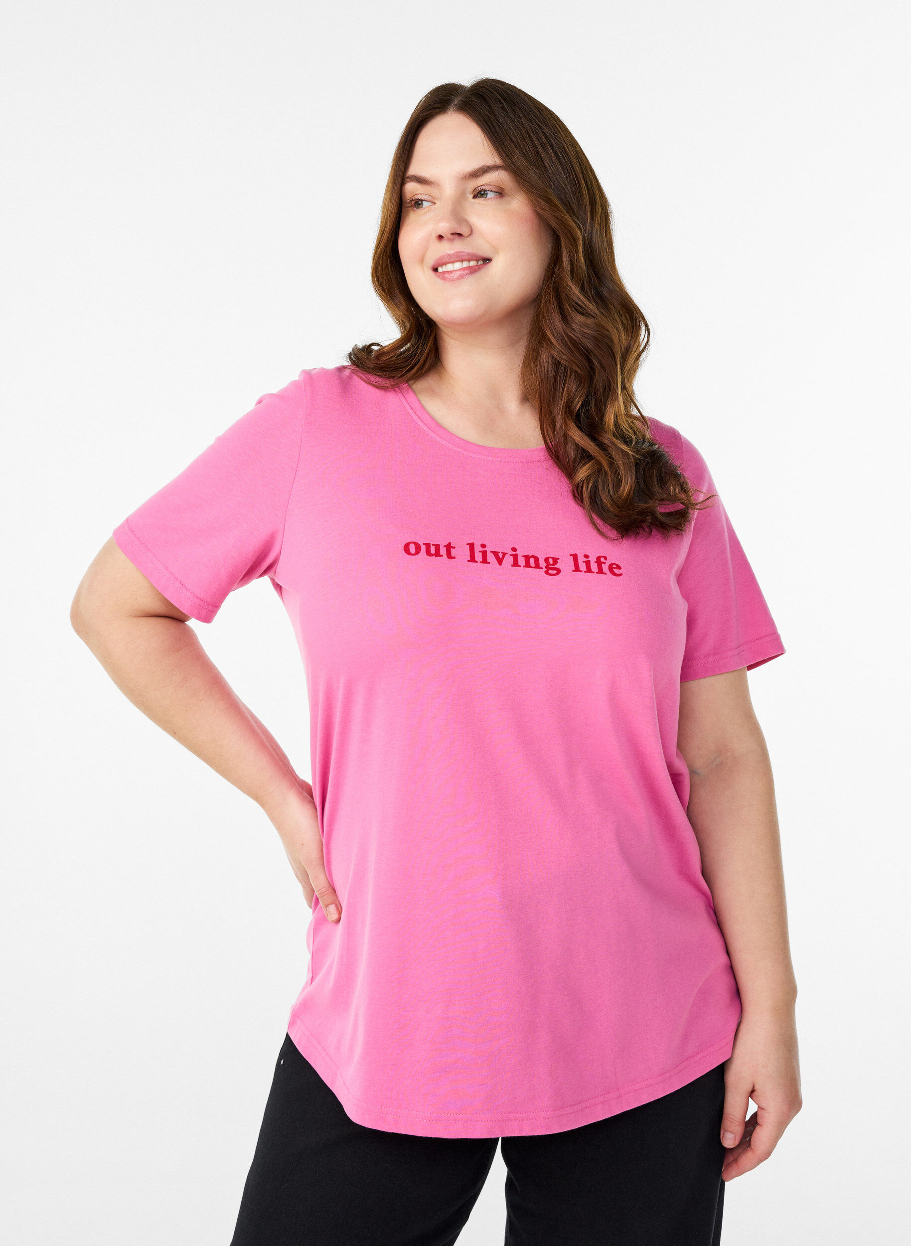 ZizziT-shirt met print, Roze, Model image number 0