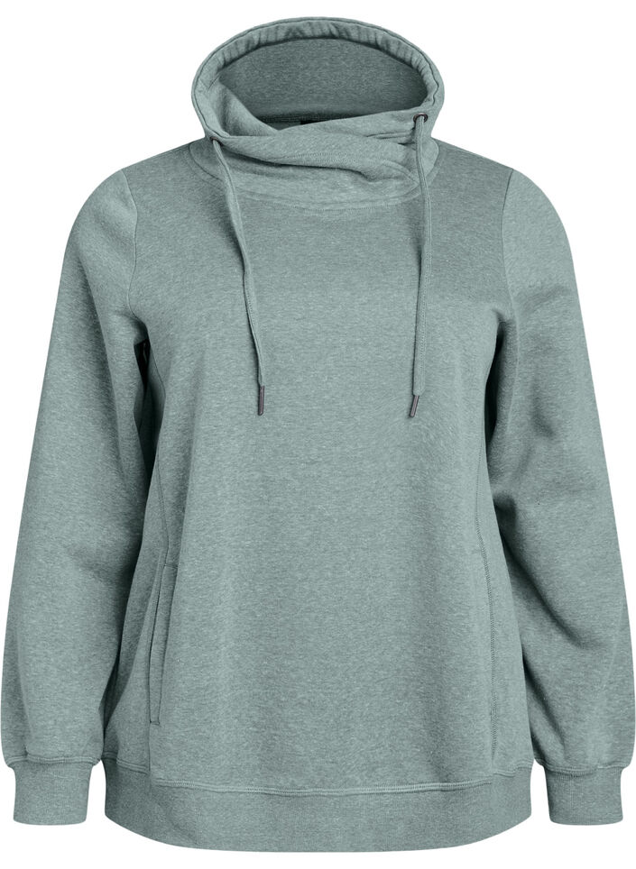 FLASH - Sweatshirt met hoge kraag en zakken, Groen, Packshot image number 0