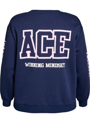 ZizziSweatshirt met statementprint op de mouwen en achterkant, Navy Blazer, Packshot image number 1