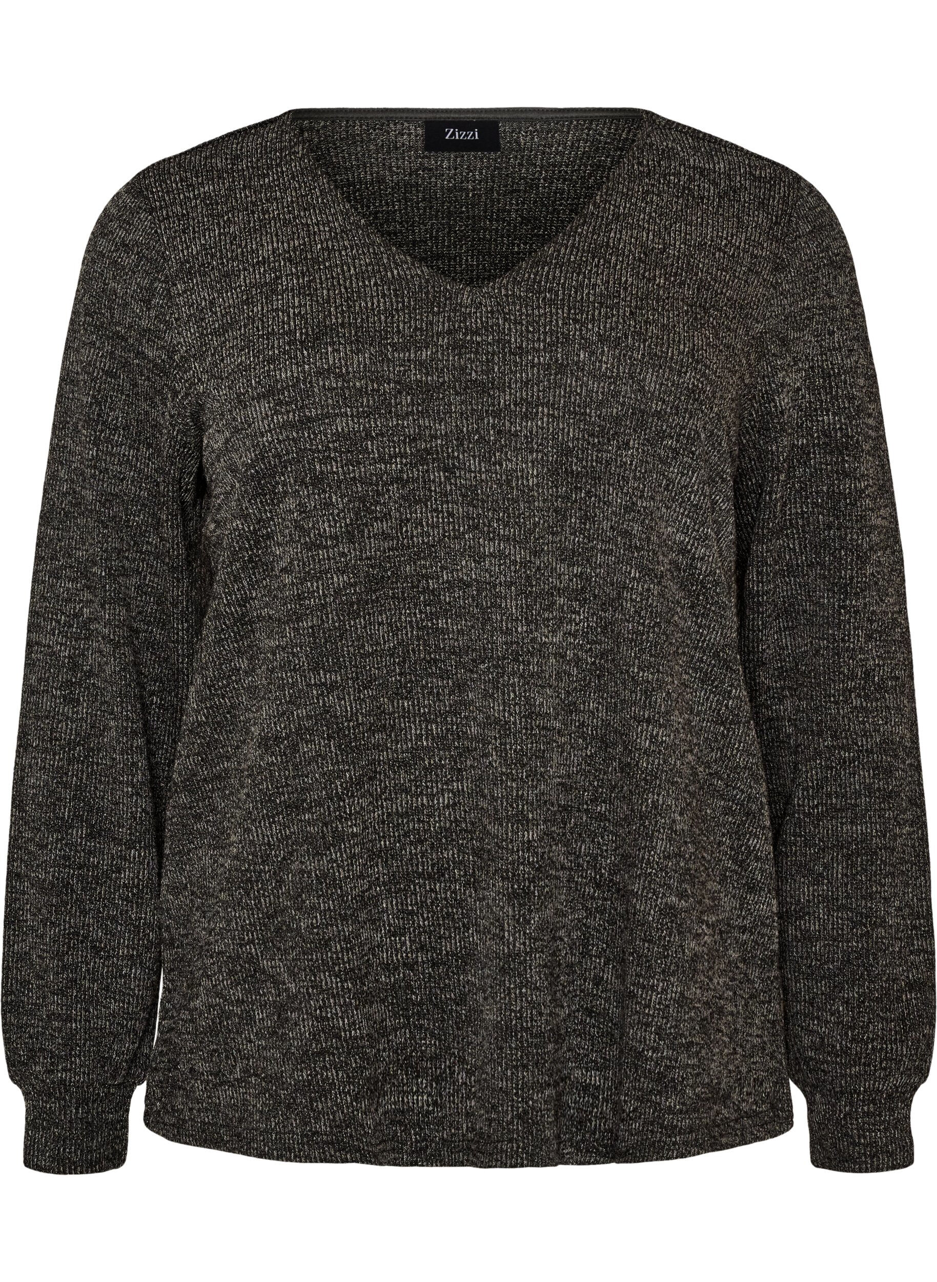 Jersey blouse met V-hals en lange mouwen