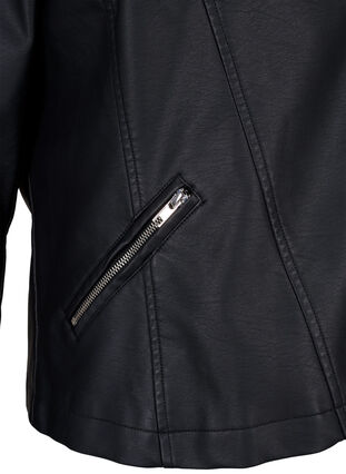 ZizziImitatieleer bikerjack, Black, Packshot image number 3