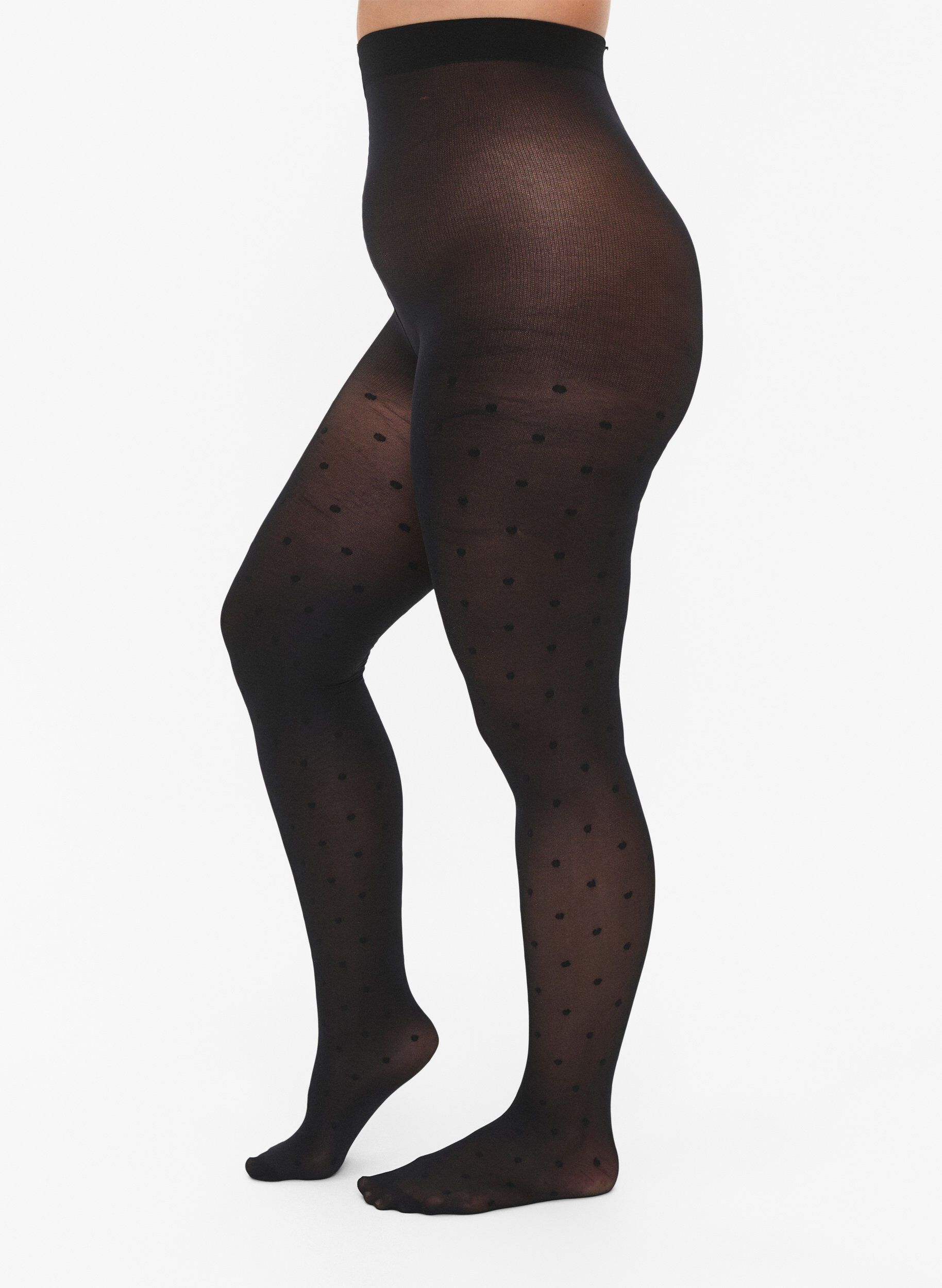 Panty in 40 denier met stippen, Zwart, Model