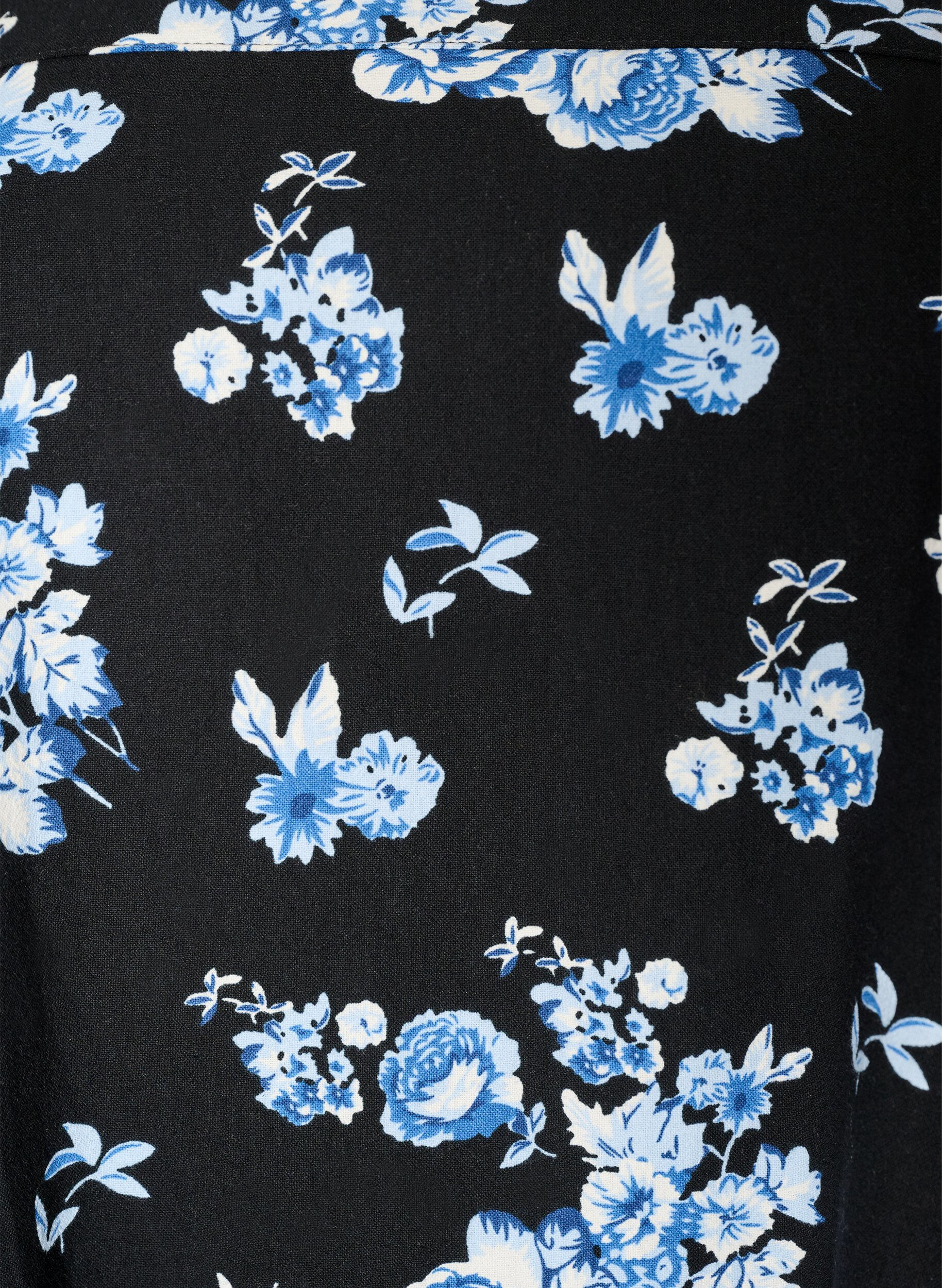 ZizziKatoenen jurk met korte mouwen en print, Zwart, Packshot image number 2