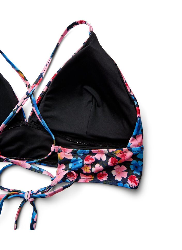 Bloemenbikini top met striksluiting aan de achterkant, Multi Flower AOP, Packshot