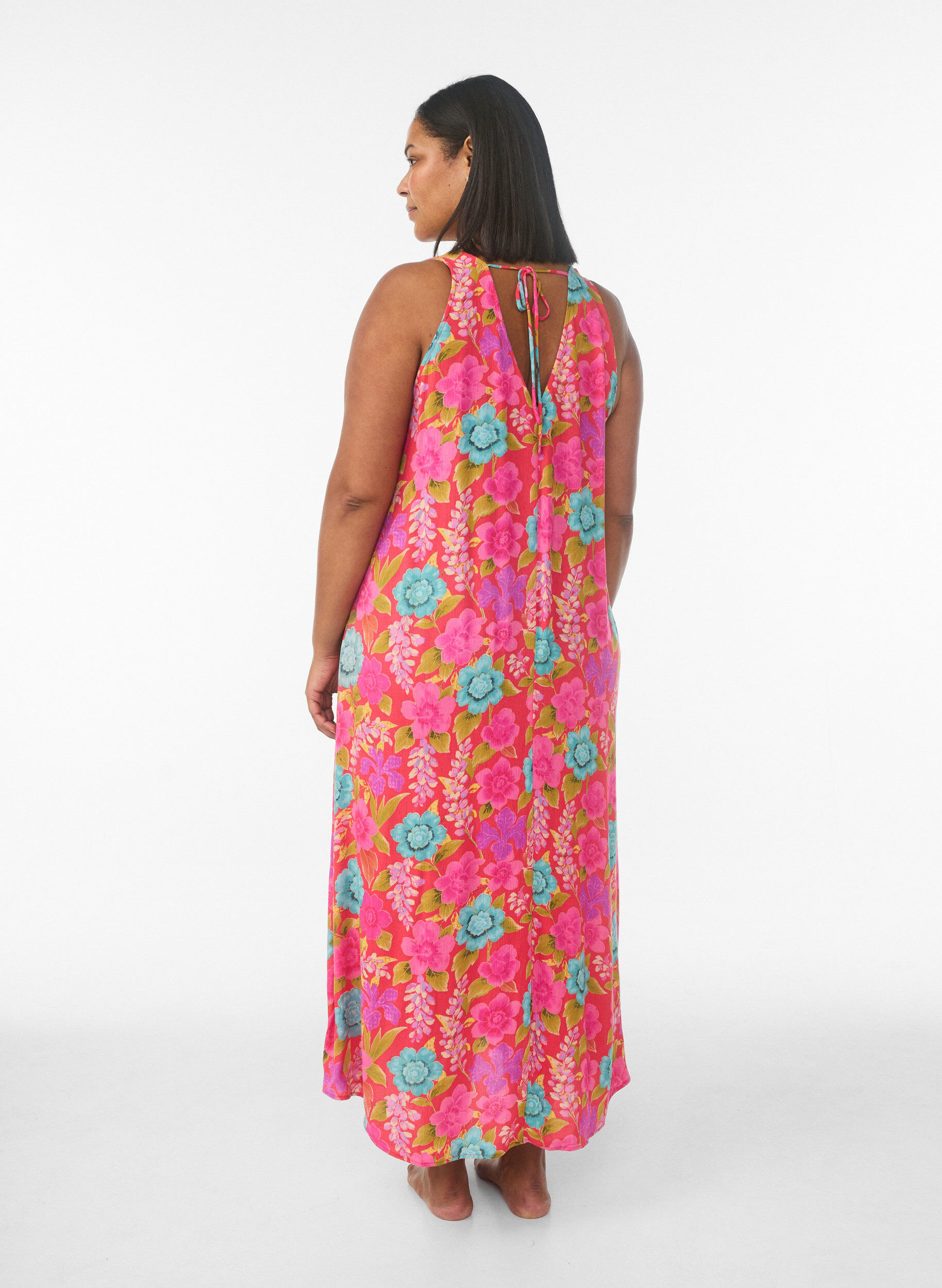 ZizziA-lijn maxi-jurk zonder mouwen met een V-hals, Rood, Model image number 1