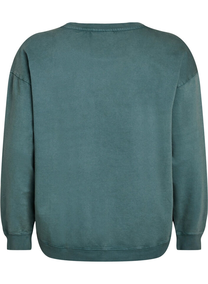 Losvallend sweatshirt met gewassen look, Groen, Packshot image number 1