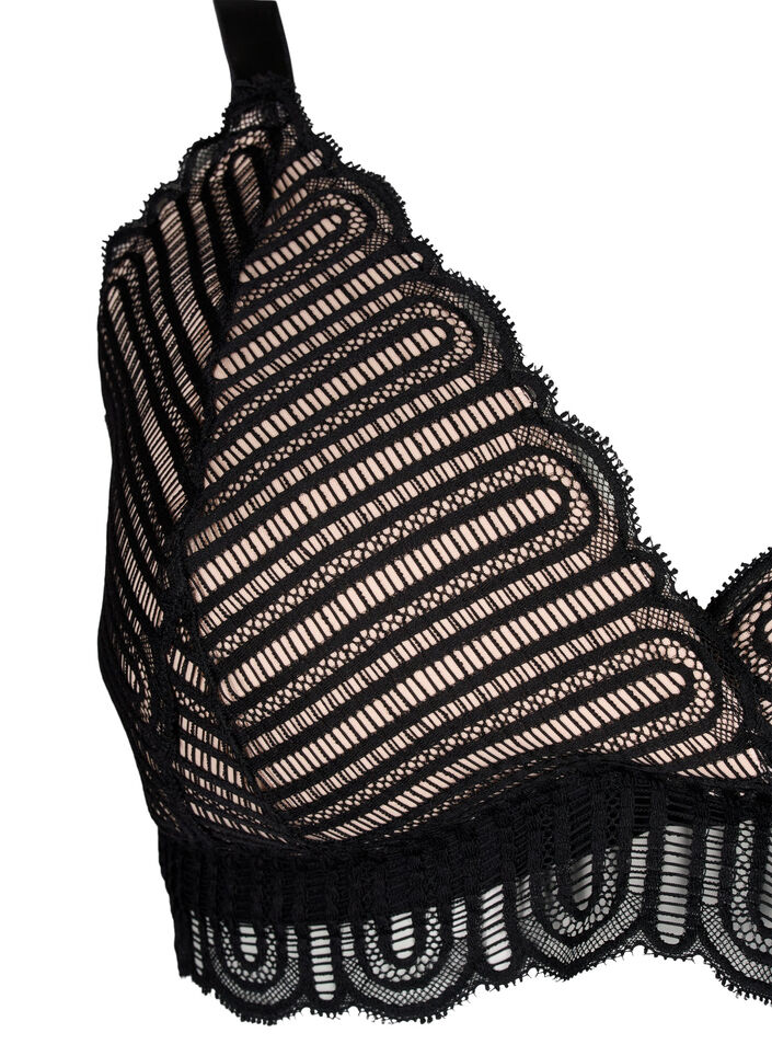 Bralette met kant en zachte vulling, Black, Packshot