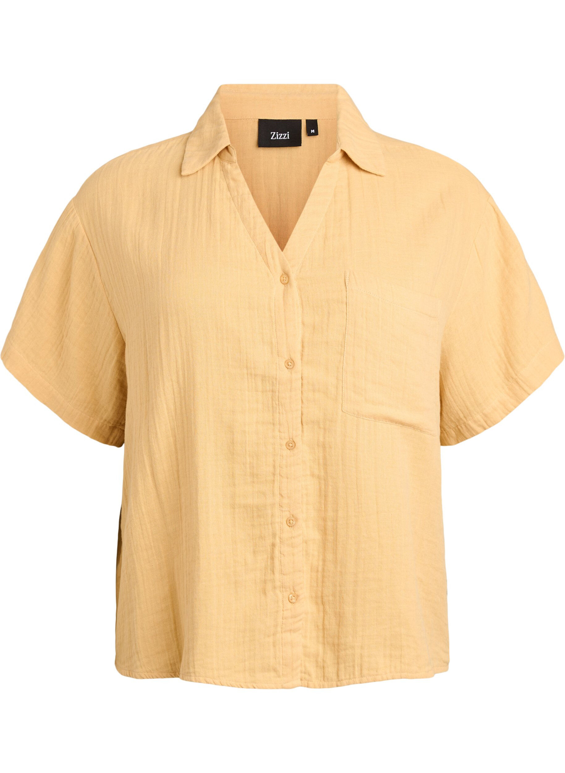 Katoenen mousseline blouse met korte mouwen