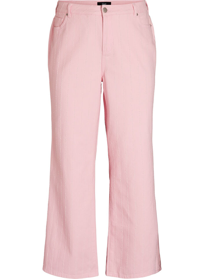 Myra jeans in gekleurd denim met wide fit en een gestructureerd patroon, Rood, Packshot