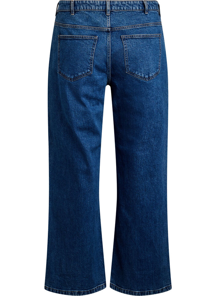 Jeans met wijde pijpen en hoge taille, Blauw, Packshot image number 1