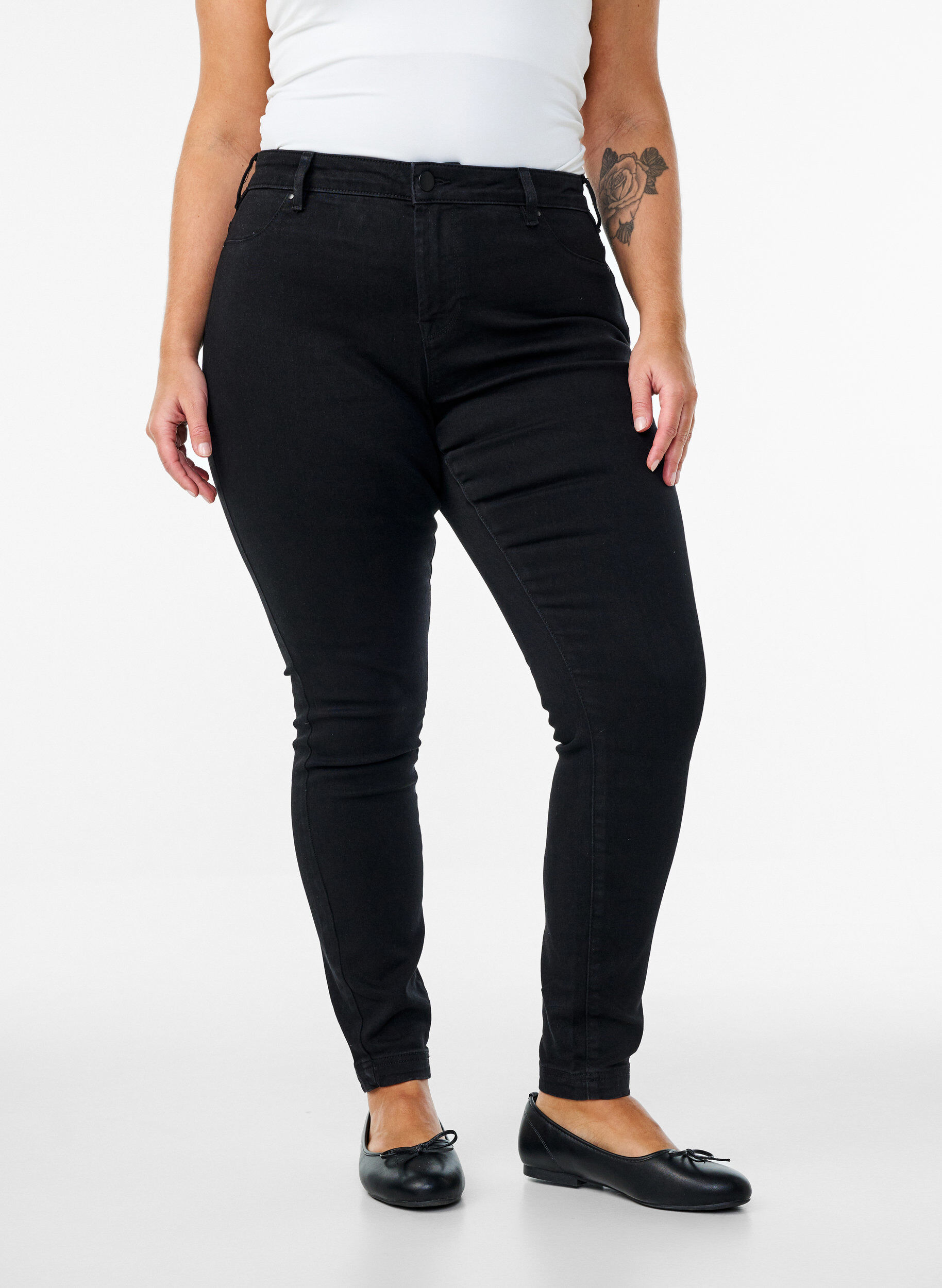 ZizziKatoenmix jeggings, Zwart, Model image number 2