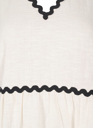 ZizziMouwloze blouse met gekartelde contrasterende randen, Sandshell, Packshot image number 2