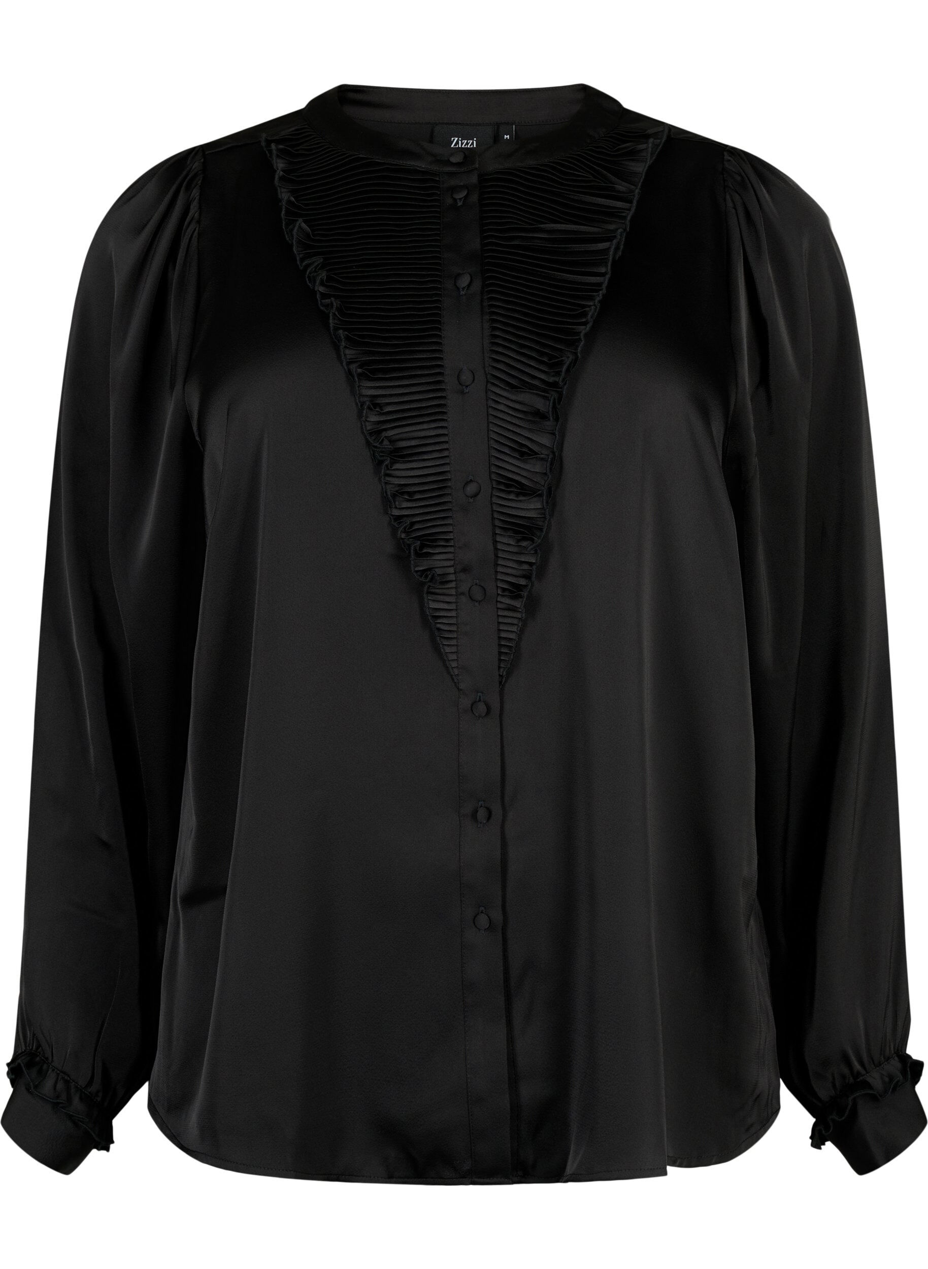 Satijnen overhemd blouse met ruches