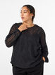 Chiffon blouse met een textuurpatroon, Zwart, Model image number 0